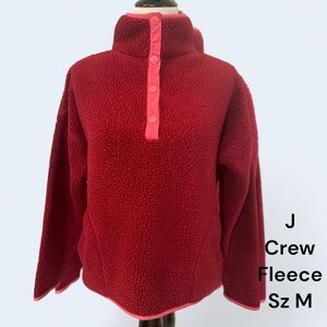 *J Crew* Red & Hot Pink Vintage Fleece Pullover Size M